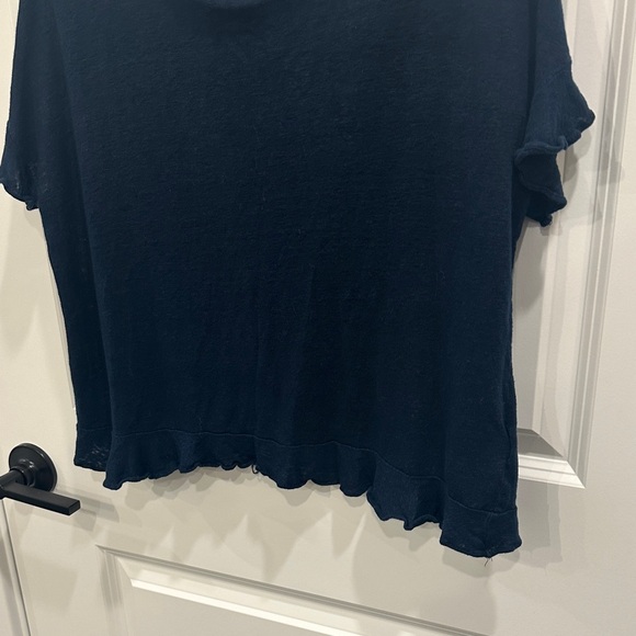 Deep Blue 100% Linen Women's Tee - Picture 4 of 6